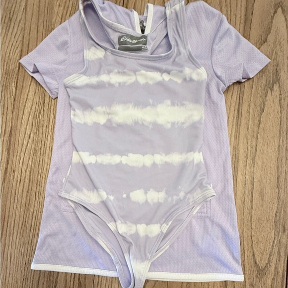Eddie Bauer Girls Purple Tie-Dye One Piece Bathing Suit and Cover-Up 4T DC